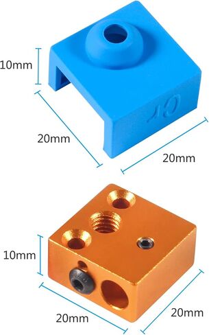 Aokin Aluminum Heater Block with Silicone Sock for Creality Ender 3, Ender 3 Pro, Ender 3 V2, Ender 5, Ender 5 Pro, CR-10, CR-10S 3D Printer, 2 Pcs Gold Heater Block and Black Silicone Sock in Saudi Arabia