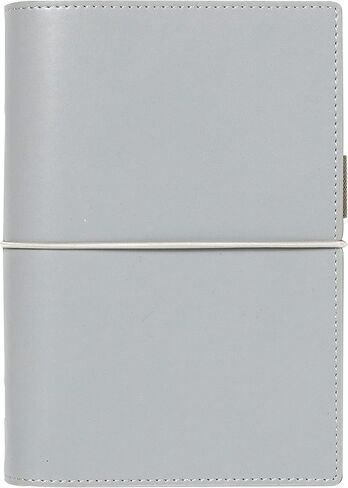 منظم Filofax Domino، حجم شخصي، رمادي - أملس، تأثير جلدي محبب مع خياطة متباينة، ست حلقات، مذكرات تقويم أسبوعية للعرض، متعدد اللغات، 2024 (C022612-24) in Kuwait