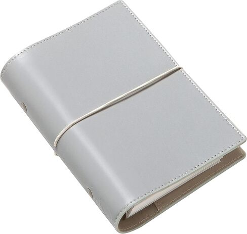 منظم Filofax Domino، حجم شخصي، رمادي - أملس، تأثير جلدي محبب مع خياطة متباينة، ست حلقات، مذكرات تقويم أسبوعية للعرض، متعدد اللغات، 2024 (C022612-24) in Kuwait