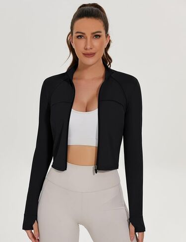 سترات Ivicoer للنساء ملابس رياضية لتمارين اليوجا مع فتحات للإبهام مقصوصة in Kuwait