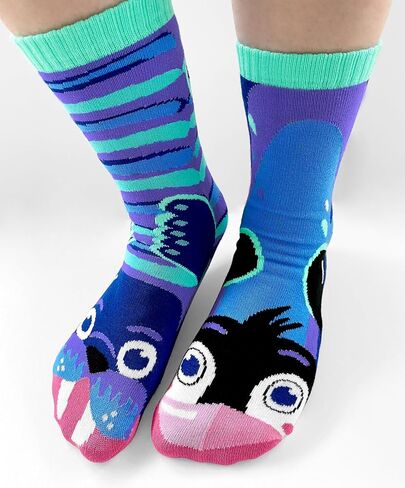 Pals Fun Mismatched Animal Socks for Adults - Durable, Cozy, Crazy, Funky Unisex Socks for Men and Women, 1 Pair in Saudi Arabia
