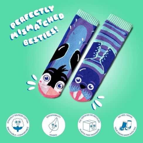 Pals Fun Mismatched Animal Socks for Adults - Durable, Cozy, Crazy, Funky Unisex Socks for Men and Women, 1 Pair in Saudi Arabia