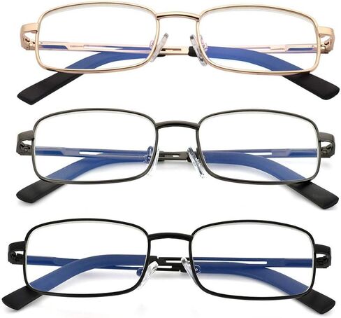 نظارات قراءة للرجال بمفصلات زنبركية وإطار معدني نظارات تحجب الضوء الأزرق وقارئات الكمبيوتر بالأشعة فوق البنفسجية in Kuwait