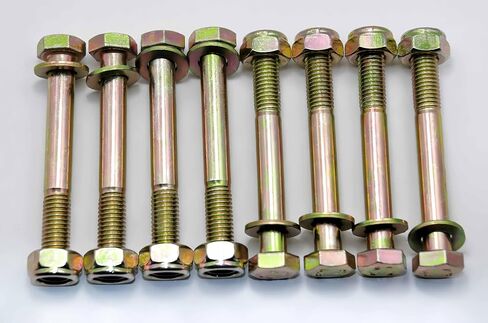 M10 x 50mm Hex Head Bolt by Color Galvanization with Nylon Lock nut and Flat Washer Assortment Kit,Alloy Steel,Grade 8.8.(8pcs Pack) in Saudi Arabia