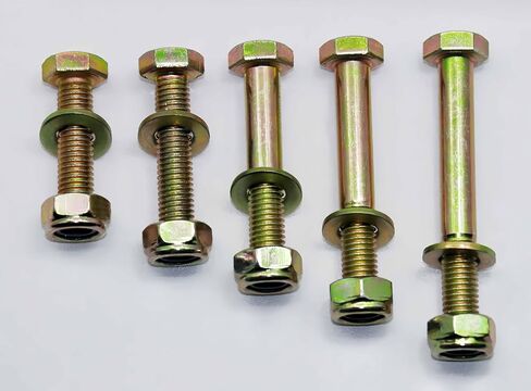 M10 x 50mm Hex Head Bolt by Color Galvanization with Nylon Lock nut and Flat Washer Assortment Kit,Alloy Steel,Grade 8.8.(8pcs Pack) in Saudi Arabia