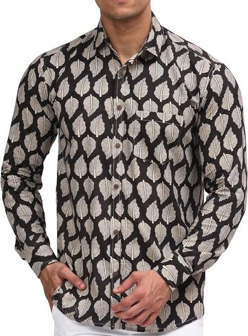 Casual Button-Down Shirt for Men | Printed Design, Long Sleeve, 100% Cotton Shirt in Saudi Arabia