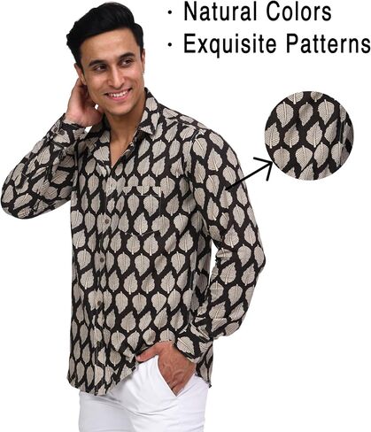 Casual Button-Down Shirt for Men | Printed Design, Long Sleeve, 100% Cotton Shirt in Saudi Arabia