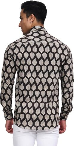 Casual Button-Down Shirt for Men | Printed Design, Long Sleeve, 100% Cotton Shirt in Saudi Arabia