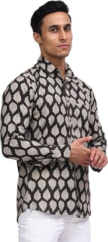 Casual Button-Down Shirt for Men | Printed Design, Long Sleeve, 100% Cotton Shirt in Saudi Arabia