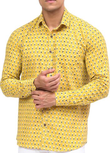 Casual Button-Down Shirt for Men | Printed Design, Long Sleeve, 100% Cotton Shirt in Saudi Arabia