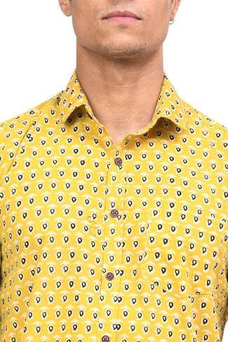 Casual Button-Down Shirt for Men | Printed Design, Long Sleeve, 100% Cotton Shirt in Saudi Arabia