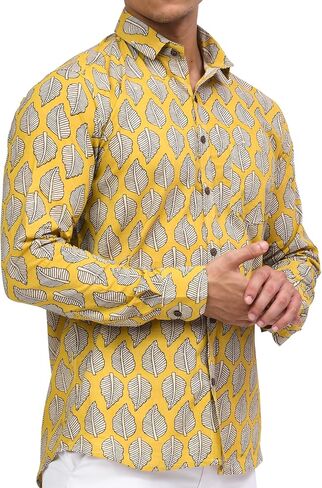 Casual Button-Down Shirt for Men | Printed Design, Long Sleeve, 100% Cotton Shirt in Saudi Arabia