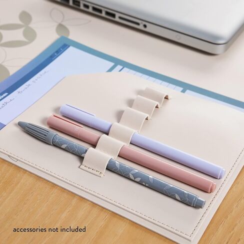 Functional Desk Mat - Mid Century Circles Design Made with Vegan Leather. 31.5" x 15.7" Pad with Built-in 6" x 7" Pocket and 6 Pen Loops for Workspace Organization by Erin Condren in Saudi Arabia