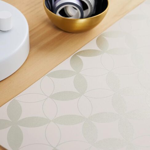 Functional Desk Mat - Mid Century Circles Design Made with Vegan Leather. 31.5" x 15.7" Pad with Built-in 6" x 7" Pocket and 6 Pen Loops for Workspace Organization by Erin Condren in Saudi Arabia