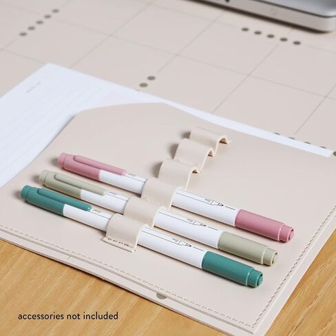 Functional Desk Mat - Mid Century Circles Design Made with Vegan Leather. 31.5" x 15.7" Pad with Built-in 6" x 7" Pocket and 6 Pen Loops for Workspace Organization by Erin Condren in Saudi Arabia