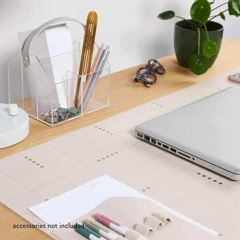 Functional Desk Mat - Mid Century Circles Design Made with Vegan Leather. 31.5" x 15.7" Pad with Built-in 6" x 7" Pocket and 6 Pen Loops for Workspace Organization by Erin Condren in Saudi Arabia