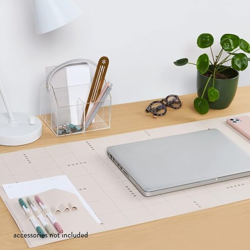 Functional Desk Mat - Mid Century Circles Design Made with Vegan Leather. 31.5" x 15.7" Pad with Built-in 6" x 7" Pocket and 6 Pen Loops for Workspace Organization by Erin Condren in Saudi Arabia