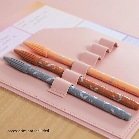 Functional Desk Mat - Mid Century Circles Design Made with Vegan Leather. 31.5" x 15.7" Pad with Built-in 6" x 7" Pocket and 6 Pen Loops for Workspace Organization by Erin Condren in Saudi Arabia