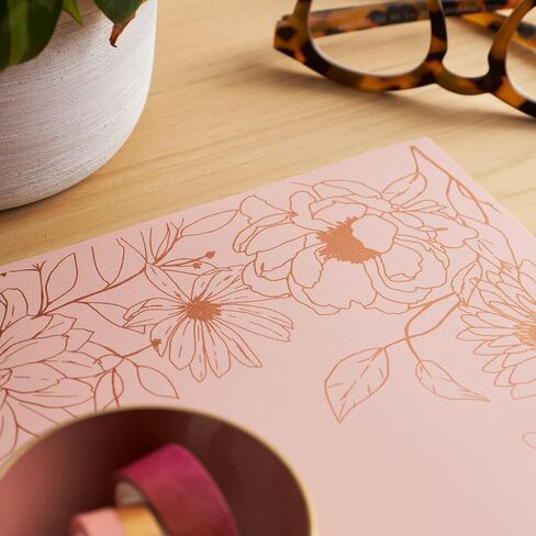 Functional Desk Mat - Mid Century Circles Design Made with Vegan Leather. 31.5" x 15.7" Pad with Built-in 6" x 7" Pocket and 6 Pen Loops for Workspace Organization by Erin Condren in Saudi Arabia