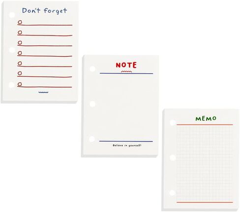 3 عبوات من ورق حشو الموثق الصغير الذي يعيد تعبئة 3 أوراق إعادة تعبئة مثقوبة باللون البيج ورق أوراق فضفاضة لحافظات دفاتر الملاحظات الصغيرة القابلة لإعادة الملء المكونة من 3 حلقات، 80 ورقة في كل عبوة، إجمالي 240 ورقة in Kuwait