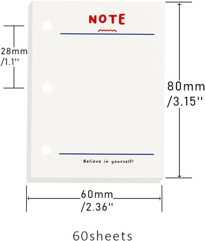3 عبوات من ورق حشو الموثق الصغير الذي يعيد تعبئة 3 أوراق إعادة تعبئة مثقوبة باللون البيج ورق أوراق فضفاضة لحافظات دفاتر الملاحظات الصغيرة القابلة لإعادة الملء المكونة من 3 حلقات، 80 ورقة في كل عبوة، إجمالي 240 ورقة in Kuwait