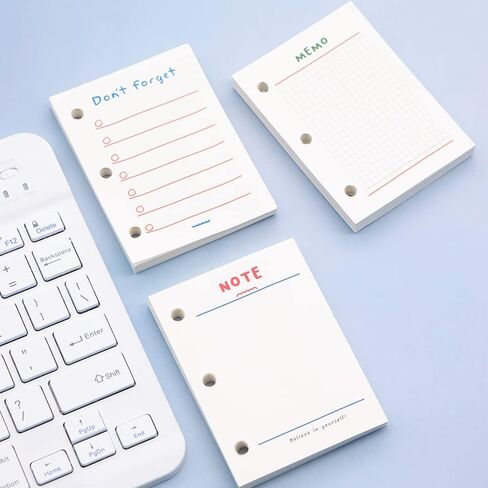 3 عبوات من ورق حشو الموثق الصغير الذي يعيد تعبئة 3 أوراق إعادة تعبئة مثقوبة باللون البيج ورق أوراق فضفاضة لحافظات دفاتر الملاحظات الصغيرة القابلة لإعادة الملء المكونة من 3 حلقات، 80 ورقة في كل عبوة، إجمالي 240 ورقة in Kuwait