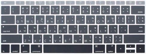 غطاء لوحة المفاتيح من السيليكون باللغة التايلاندية لجهاز MacBook Pro 13 بوصة A1708 A1988 بدون شريط لمس (2018 2017 2016) ولجهاز MacBook 12 بوصة A1534 مع شاشة ريتينا (2015) وA1931 (2018) واقي لوحة المفاتيح الأمريكية - رمادي متدرج in Kuwait