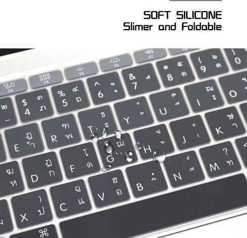 غطاء لوحة المفاتيح من السيليكون باللغة التايلاندية لجهاز MacBook Pro 13 بوصة A1708 A1988 بدون شريط لمس (2018 2017 2016) ولجهاز MacBook 12 بوصة A1534 مع شاشة ريتينا (2015) وA1931 (2018) واقي لوحة المفاتيح الأمريكية - رمادي متدرج in Kuwait