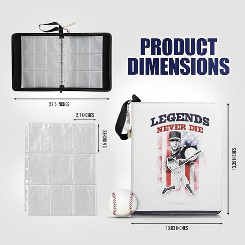 حافظة بطاقات البيسبول مع سلسلة مفاتيح لتخزين بطاقات البيسبول وحامل بطاقات البيسبول و900 جيب لألبوم بطاقات البيسبول in Kuwait