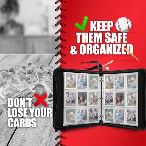 حافظة بطاقات البيسبول مع سلسلة مفاتيح لتخزين بطاقات البيسبول وحامل بطاقات البيسبول و900 جيب لألبوم بطاقات البيسبول in Kuwait