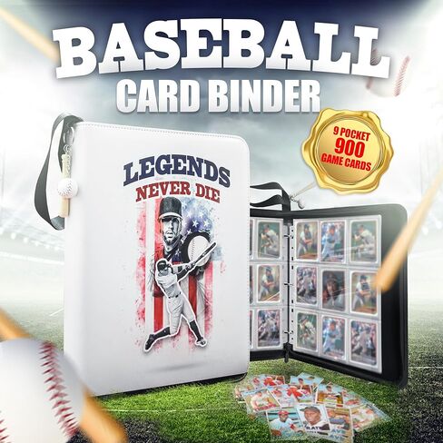 حافظة بطاقات البيسبول مع سلسلة مفاتيح لتخزين بطاقات البيسبول وحامل بطاقات البيسبول و900 جيب لألبوم بطاقات البيسبول in Kuwait