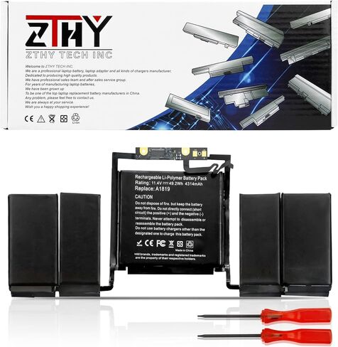 ZTHY A1706 A1819 استبدال بطارية الكمبيوتر المحمول لجهاز MacBook Pro 13 بوصة A1706 Touch Bar أواخر 2016 منتصف 2017 EMC 3071 EMC 3163 الإصدار MLH12LL/A MPXV2LL/A MLVP2LL/A MNQF2LL/A MNQG2LL/A 11.4V 49.2Wh 4314mAh in Kuwait