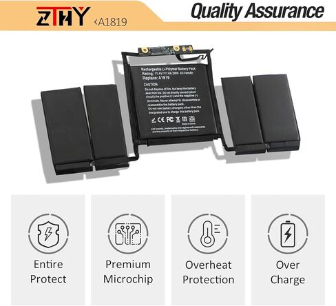 ZTHY A1706 A1819 استبدال بطارية الكمبيوتر المحمول لجهاز MacBook Pro 13 بوصة A1706 Touch Bar أواخر 2016 منتصف 2017 EMC 3071 EMC 3163 الإصدار MLH12LL/A MPXV2LL/A MLVP2LL/A MNQF2LL/A MNQG2LL/A 11.4V 49.2Wh 4314mAh in Kuwait