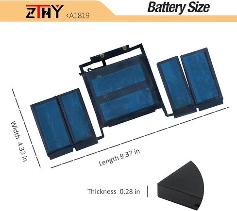 ZTHY A1706 A1819 استبدال بطارية الكمبيوتر المحمول لجهاز MacBook Pro 13 بوصة A1706 Touch Bar أواخر 2016 منتصف 2017 EMC 3071 EMC 3163 الإصدار MLH12LL/A MPXV2LL/A MLVP2LL/A MNQF2LL/A MNQG2LL/A 11.4V 49.2Wh 4314mAh in Kuwait