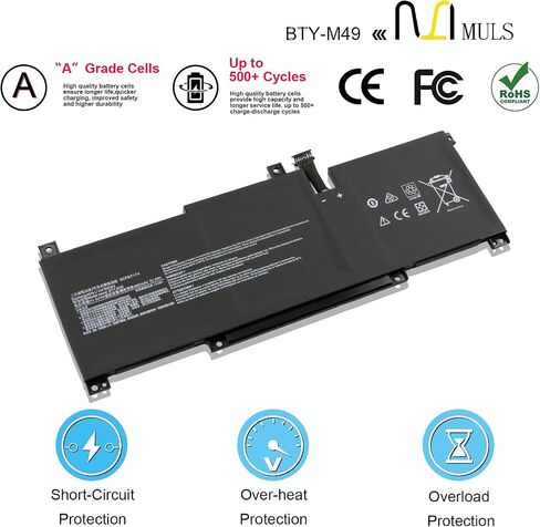 BTY-M49 52.4Wh Laptop Battery for MSI Modern 14 B10M B10RAS B10RASW B11SB MS-14D1 MS-14D2 MS-14DK Prestige 14 A10SC A10M A10RAS A11SCX Intel 11th Gen A10RB EVO A11M-003ES MSI MS-14C1 MS-14D1 MS-1551 in Saudi Arabia
