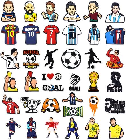 38 PCS Soccer Shoe Charms, PVC Cartoon Shoe Charms Sport Shoe Charms for Boys Girls Kids Teens Shoe Decoration Charms Shoe Accessories Shoe Pins for Shoe Clog Bracelet Wristband Sandals Slippers in Saudi Arabia