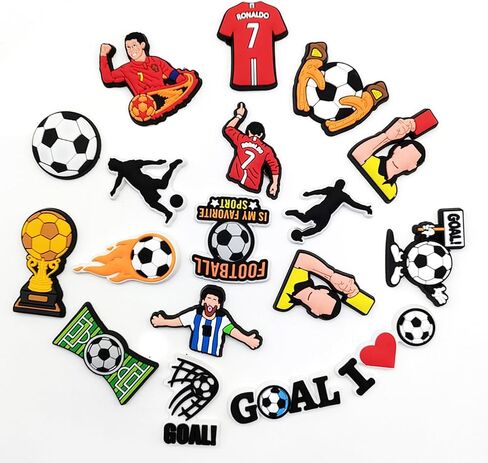 38 PCS Soccer Shoe Charms, PVC Cartoon Shoe Charms Sport Shoe Charms for Boys Girls Kids Teens Shoe Decoration Charms Shoe Accessories Shoe Pins for Shoe Clog Bracelet Wristband Sandals Slippers in Saudi Arabia