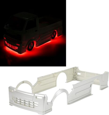 RC D12 جسم عريض منخفض، شاحنة RC فضية رائعة طقم هيكل عريض RC كبير مع ضوء LED لـ WPL D12 (أحمر) in Saudi Arabia