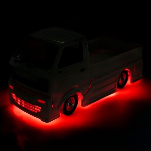 RC D12 جسم عريض منخفض، شاحنة RC فضية رائعة طقم هيكل عريض RC كبير مع ضوء LED لـ WPL D12 (أحمر) in Saudi Arabia