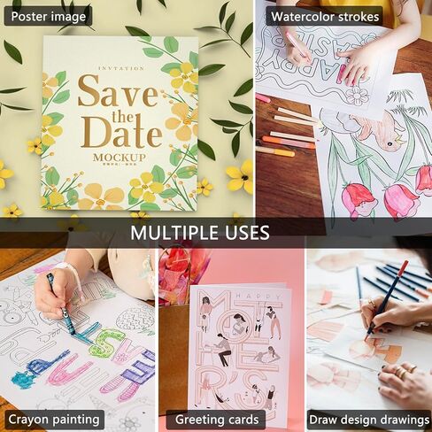 بطاقات بيضاء - 50 ورقة A4 سميكة من الورق المقوى، ورق أبيض 250 جرام في المتر المربع 8.3 × 11.7 ورق طباعة من الورق الثقيل لصناعة الحرف اليدوية، وبطاقات العمل، والطباعة المكتبية، والقوائم، والصور، والدعوات in Kuwait