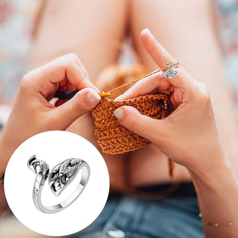 حلقة كروشيه للإصبع، علامات غرز القفل قابلة للتعديل، ملحقات حلقة شد الكروشيه مع صندوق، حلقات حامل أصابع دليل الغزل للحرف اليدوية، مستلزمات الحياكة والكروشيه (14 قطعة) in Saudi Arabia