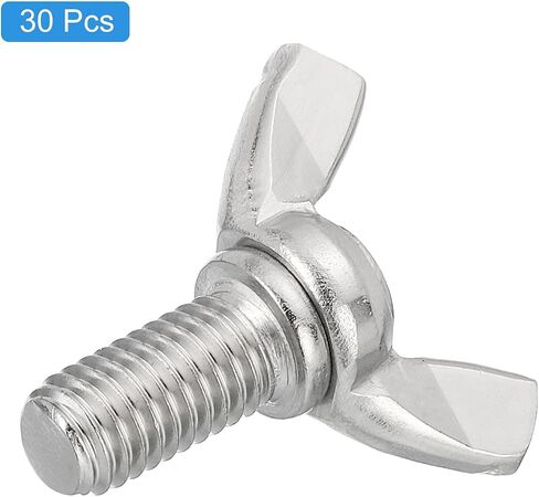 Uxcell 30 قطعة M8-1.25x16mm براغي فراشة الجناح، 304 مسمار جناح من الفولاذ المقاوم للصدأ براغي يدوية على شكل فراشة in Saudi Arabia