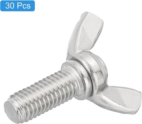 Uxcell 30 قطعة M8-1.25x16mm براغي فراشة الجناح، 304 مسمار جناح من الفولاذ المقاوم للصدأ براغي يدوية على شكل فراشة in Saudi Arabia
