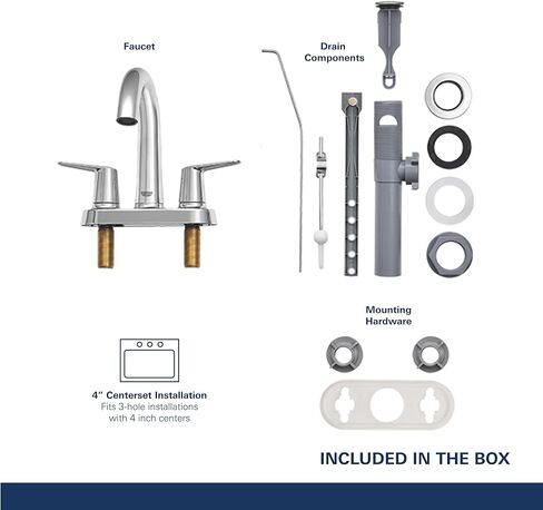 GROHE 20582000، صنبور الحمام Veletto ذو المقبضين والأربعة في المنتصف، كروم in Kuwait
