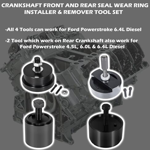 6.4L الديزل الأمامي والخلفي العمود المرفقي ختم ارتداء حلقة المثبت ومزيل مجموعة لفورد 4.5L 6.0 L & 6.4L محركات الديزل Alt 303-1259 303-1260 303-770 303-771 in Saudi Arabia