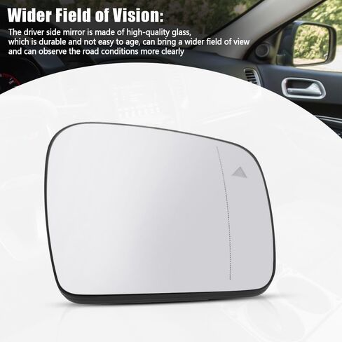 Passenger Side Heated Mirror Compatible with Dodge Durango Jeep Grand Cherokee 2011-2021 Right Heated Mirror Glass with Defrost and Fog in Kuwait