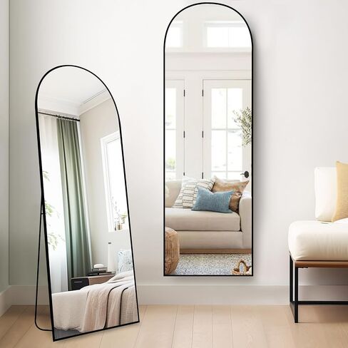 Fabuday Arched Full Length Mirror with Stand - 64"x21" Gold Mirrors Floor Length for Bedroom, Living Room, Large Arch Body Mirror Standing, Full Sized Framed, Leaning, Hanging and Wall Mounted in Saudi Arabia