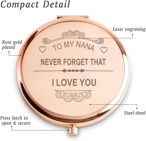 هدايا فريدة من نوعها لنانا، هدايا عيد ميلاد شخصية لعيد الأم لنانا، أفضل هدايا الجدة، هدية الجدة العاطفية من حفيد حفيدة الأحفاد، مرآة مدمجة محفورة in Kuwait