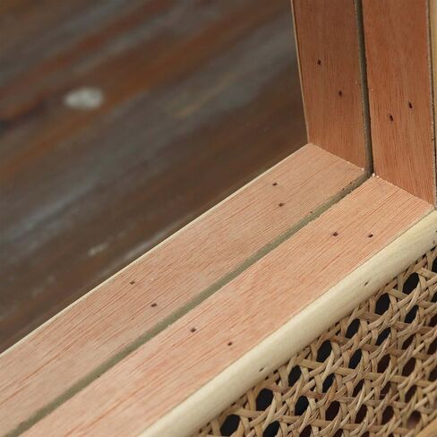 مرآة حائط مستطيلة من الروطان، مرآة حائط مزخرفة حديثة من بوهو للحمام أو الدخول أو غرفة المعيشة أو غرفة النوم أو غرفة العائلة، طبيعية، 26.375 بوصة عرض × 37.875 بوصة ارتفاع in Kuwait