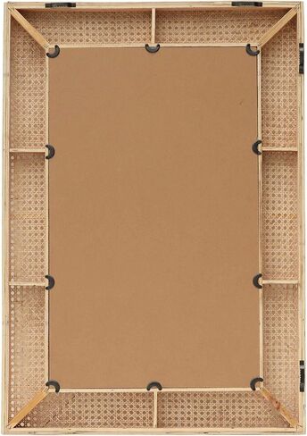 مرآة حائط مستطيلة من الروطان، مرآة حائط مزخرفة حديثة من بوهو للحمام أو الدخول أو غرفة المعيشة أو غرفة النوم أو غرفة العائلة، طبيعية، 26.375 بوصة عرض × 37.875 بوصة ارتفاع in Kuwait